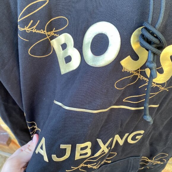 Men's Black Hugo Boss X Ajbxng Relaxed-fit Hoodie Anthony Joshua Boxing AJ - Picture 3 of 9